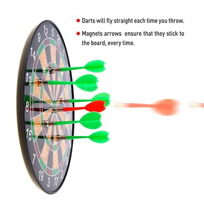 PowerTRC Magnetic Dart Board Game, Magnetic Dart Toy for Kids, Indoor - Outdoor Game Activities, Gift for Boys Girls Ages 5 6 7 8 9 10 11 12 Year Old Kids and Adults