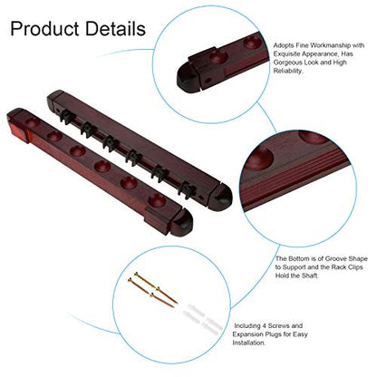 Keenso Billiard Pool Cue Rack, Wooden Wall Mounted Rack Stick Holder Billiard Pool Cue Wall Rack