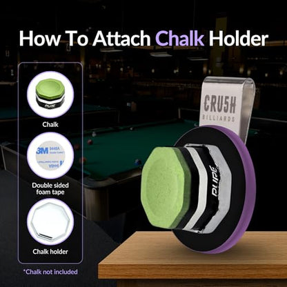 Ultra-Grip Magnetic Chalk Holder Clip - Neodymium Belt Clip for Secure Cue Chalk, Pool Stick Chalk Holder, Ideal for Billiards & Pool Accessories, Cue Stick Magnetic - color: Purple