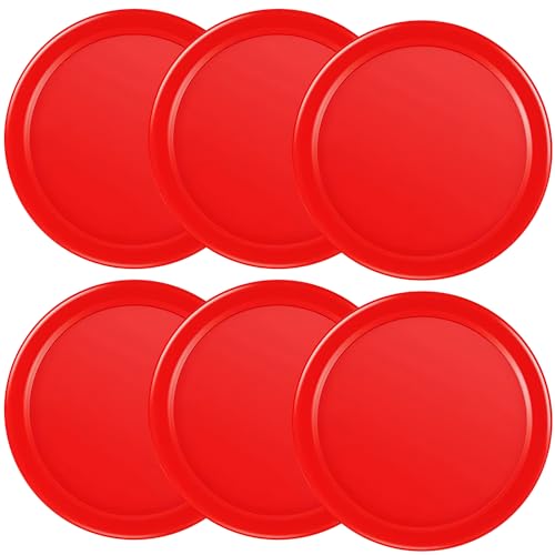 Coopay 3 1/4 Inches Air Hockey Pucks 6 Pack Full Size Heavy Replacement Pucks for Game Tables Equipment Accessories - color: Red