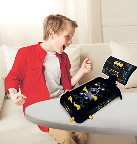 LEXiBOOK Batman Electronic Pinball Machine, Fun Sounds and Light Effects, 5 Obstacles, Works with 3 LR14 Batteries, Black/Yellow, JG610BAT - style: Batman