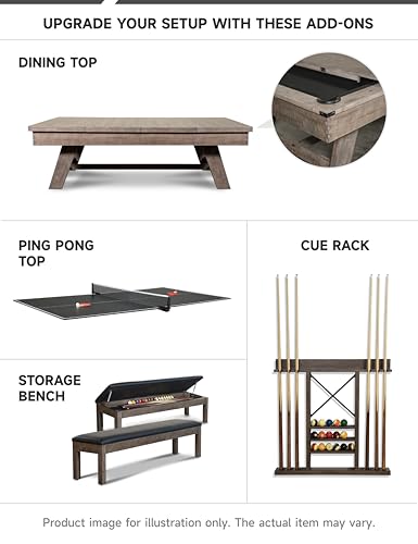 Empire USA - Corona Slate Pool Table W/Premium Billiards Accessories - (7FT and 8FT,Stain Black) - size: 8FT Without Installation