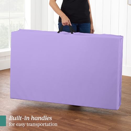 Best Choice Products 10ftx4ftx2in Folding Gym Mat 4-Panel Exercise Gymnastics Aerobics Workout Fitness Floor Mats w/Carrying Handles - color: Purple
