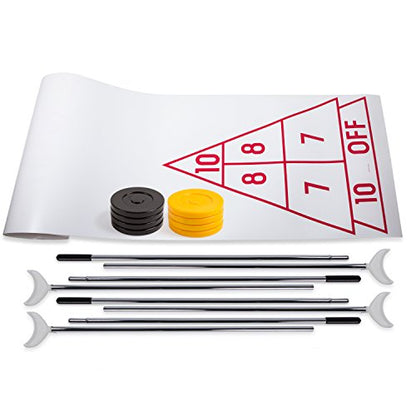 Champion Sports Shuffleboard Set (Cues & Pucks Included) - Easy Setup Indoor/Outdoor Group Game up to 4 Players – Multiple Styles