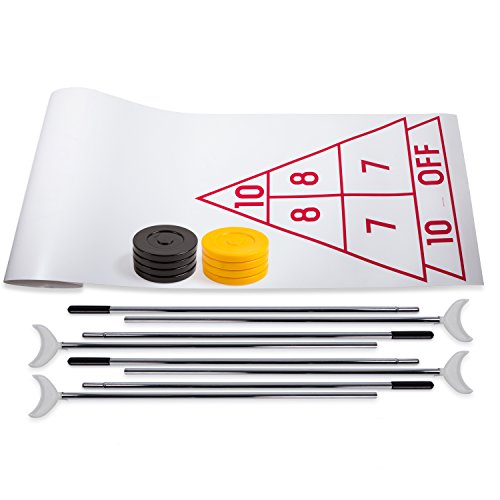 Champion Sports Shuffleboard Set (Cues & Pucks Included) - Easy Setup Indoor/Outdoor Group Game up to 4 Players – Multiple Styles