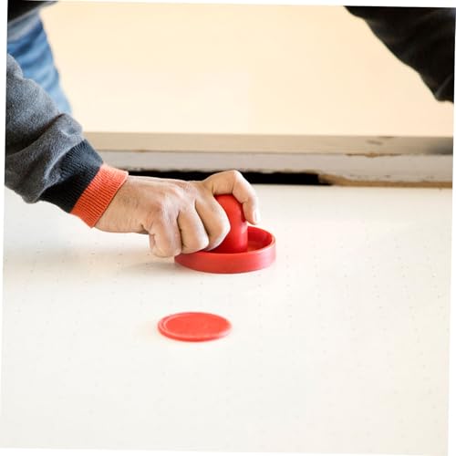 Totority Air Hockey Pushers and Plastic Pucks Replacement Accessories for Game Tables Lightweight High Impact Resistant Plastic Hockey Parts in Blue Black Red and Light Green Includes Pucks