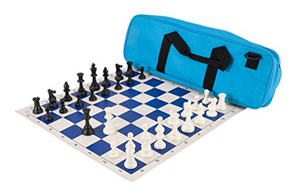 Deluxe Chess Set Combination - Triple Weighted - by US Chess Federation (Neon Blue) - color: Neon Blue