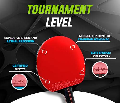 Professional Ping Pong Paddle – A Table Tennis Racket to Take Your Skill to the Next Level with Carbon Fiber Technology & Ergonomic Design – Premium Rubber & Sponge for Powerfull Speed & Spin.