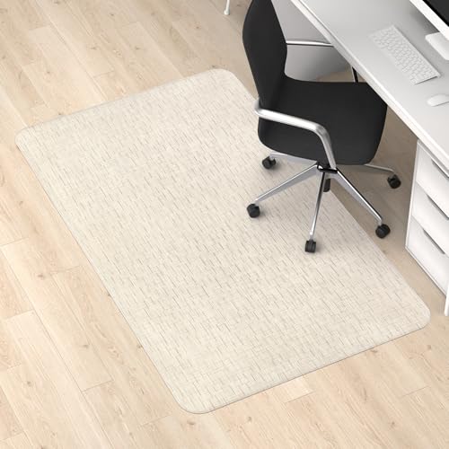 Blvornl Office Chair Mat for Hardwood Floor and Low Pile Carpet, 47.2"x 60" Desk Chair Mat for Hard Wood, Anti-Slip Hard Floor Protector Rolling Chair Mat, PVC Mat Desk Rug for Home, Light Brown - color: Light Brown, size: 47.2" x 60"