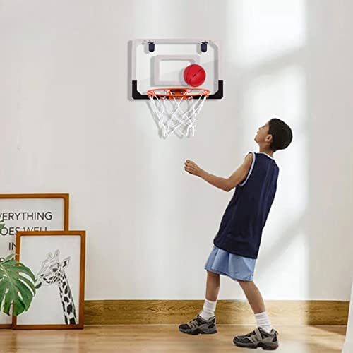 Indoor Mini Basketball Hoop for Kids, Over The Door Basketball Hoop Indoor with 4 Balls & Inflator, Basketball Toys Gifts for 6 7 8 9 10 11 12 Year Old Boys