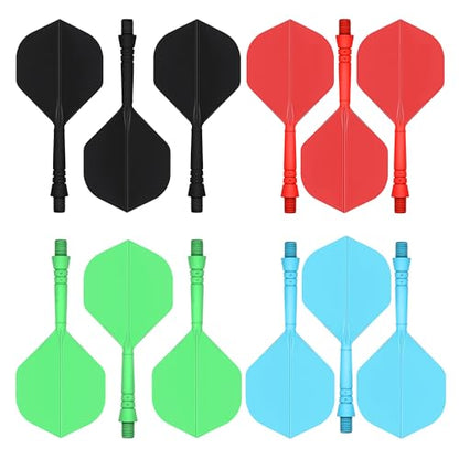 CyeeLife Integrated Dart Shaft and Flights Standard Shape,Black/Red/Blue/Green,4 Set (12pcs)