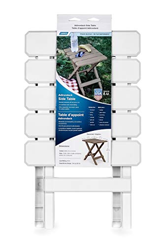 Camco Adirondack Style Folding Plastic Large Table with Footrest Design and Easy to Setup Construction for Indoor or Outdoor Use, White