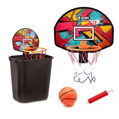 GYSH Trash Can Basketball Hoop,Clip On Any Bin or Behind The Door ! Mini Hoop with Backboard, Ball & Pump，Classroom, Office Toys for Adults, Great Birthday Gift Idea (Red) - color: Red