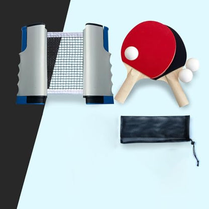 Table Tennis Equipment Set with Rackets and Balls, Retractable Net for Home Use, Grey