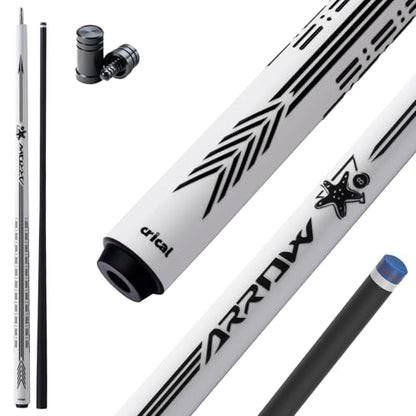 CRICAL Carbon Fiber Pool Cue Stick - 58" Low Deflection Professional Pool Cue with Pro Taper Shaft, 3D Anti-Slip Wrapless Grip, 12.5mm Tip & 3/8x8 Joint Billiard Stick for Enhanced Control & Accuracy - color: CL-PD-White
