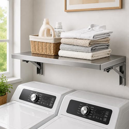Wall Mounted Folding Table,304 Stainless Steel Wall Folding Desk,Floating Table for wall,Laundry Room Folding Table,Home Bars and Dining Establishments(100x50cm /39.4"x19.7")