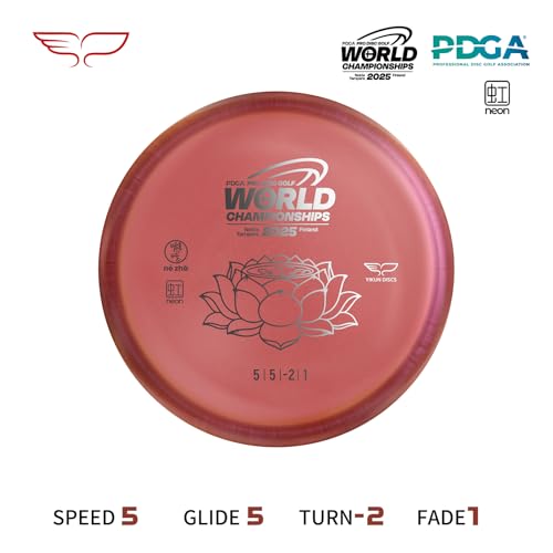 Yikun Disc Golf| Pro Worlds 2025 Limited Edition | | Fairway-Distance Hybrid Disc | Max 100m+ Flights for All Skill Levels | Late-Turn Glide & Reliable Fade | PDGA Approved 170-176g - color: Noen line Red