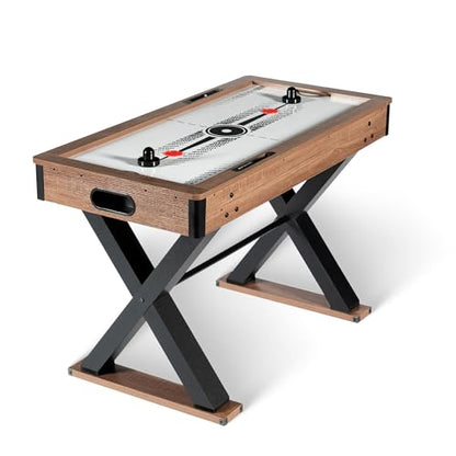 Hathaway Fullerton 48-in Air Hockey Table for Adults – Driftwood Finish with Slide Scorers, Pucks, and Strikers – Indoor Game Room Table for Family Fun