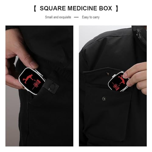 Disc Golf Icon Basket Travel Pill Organizer Small Pill Box Case with 2 Compartments for Pocket Purse