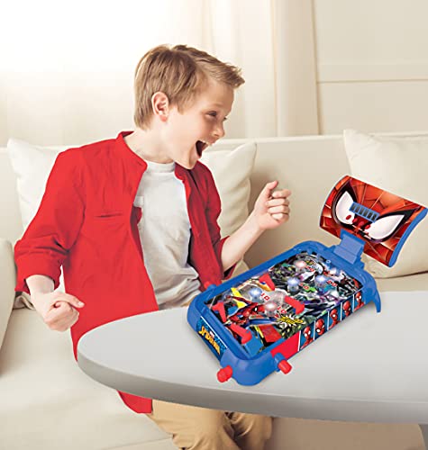 LEXIBOOK, Spider-Man, Electronic Table Pinball, Action and Reflex Game for Children and familiy, LCD Screen, Light and Sound Effects, Blue/red, JG610SP - style: Spider-Man