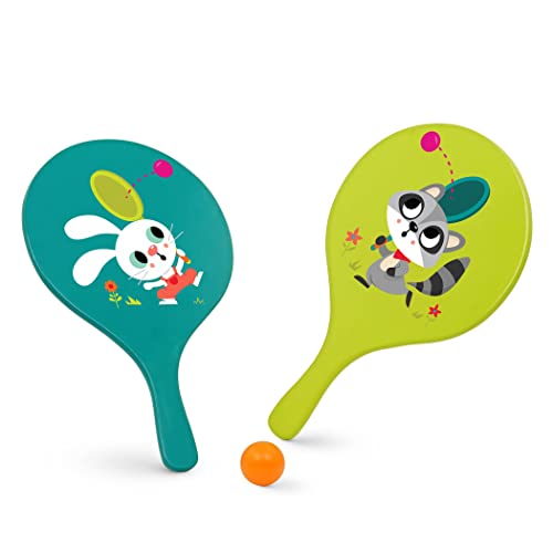 B. toys – Bounce & Play Paddle Set – Sports & Outdoor – Paddle Ball Game – 2 Colorful Paddles & 1 Ball – Active Play for Kids, Toddlers – 3+ Years