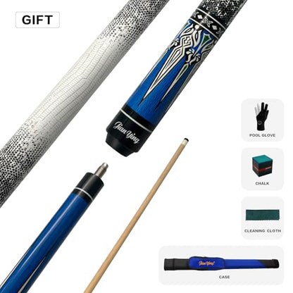 Professional Pool Cue 58" 10.5/12.5mm Tip Maple Shaft 1/2 Joint Ergonomic Grip Billiard Stick for Adults - color: PC24-12.5-SET
