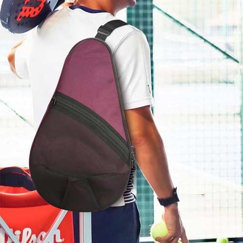 Cosmos Padel Racket Bag Pickleball Paddle Sling Backpack Padel Racquet Storage Bag, Padel (Paddel Tennis) Equipment Carrying Bag with Mesh Pocket for 2 Paddles Ball Water Bottle & Accessory - color: Burgundy