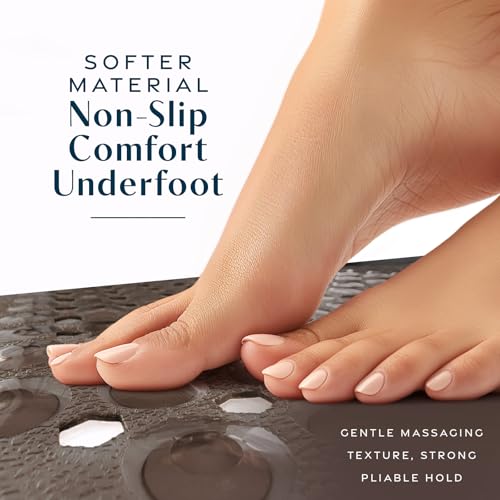 SlipX Solutions Power Grip Bathtub Safety Mat | Precision Grip Technology for Longer, Stronger, & Softer Wet Surface Protection | Clear Bronze 39"x16" - color: Clear Bronze