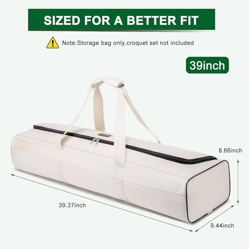 39" Croquet Set Carrying Bag for Storage,Travel Sports Duffel Croquet Mallet Storage Goalball Bat Organizer for Holding 6-8 Players Set, Croquet Stick Tote, Ideas (Bag Only) - size: 39inch