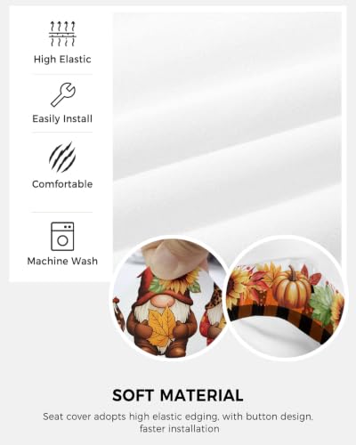 Savannan Office Chair Cover, Farm Autumn Pumpkins Gnomes Protective Stretch Elastic Universal Cover for Desk Task Chair,Computer Rotating Chair 1 Pcs Maple Leaf Dwarf