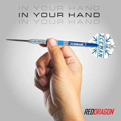 RED DRAGON Game On Professional Player Series Steel Tip Darts Set - Stainless Steel Darts with VRX Shafts & Flights - Available in Iceman, Coolhand & Snakebite Styles - style: Iceman