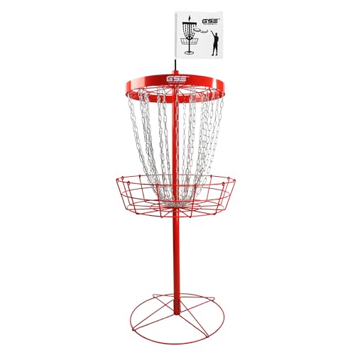 GSE Games & Sports Expert PRO Portable Disc Golf Target Basket, 12 Chains/24 Chains Metal Flying Disc Golf Practice Goal Baskets for Outdoor, Yard, Backyard, Park Training & Games - color: Red, style: Professional - 24 Chains