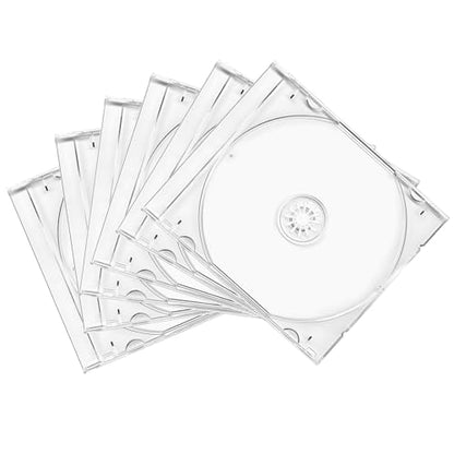 6PCS Standard Single Clear CD Jewel Case, 10 mm Thin Plastic DVD Protective Cases Replacement w/Assembled Tray, Square-Shaped Single Disc Storage Box for Most Cars (Transparent) - color: Transparent