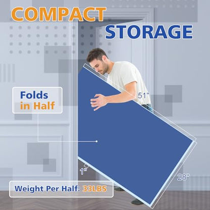 7/8/9ft Mid-Size Ping Pong Conversion Top with Net Set for Billiard and Pool Tables - Regulation Top Converts Billiards into Ping Pong Table Blue/Green/Black - color: Blue, size: 8.5 FT
