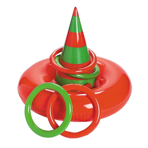 Fun Express - Inflatable Elf Hat Ring Toss for Christmas - Toys - Games - 5 Pieces | For Christmas, 5 Pieces
