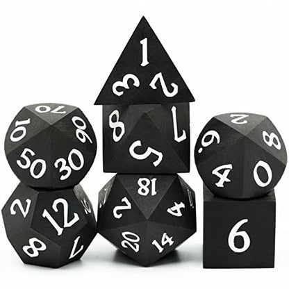 Wood DND Dice Set, 7PCS Black Polyhedral Dice Set for D&D Role Playing Games, d and d Gifts (Ebony Wood) - color: Ebony Wood