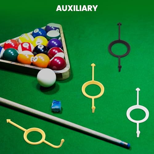 6 Pcs Precision Pool Shot Aiming Aid, Billiards Aiming Aid, Cue Shot Aiming Aid for 2-1/4" Balls, Improve Your Pool Skills, Perfect for Beginners & Intermediate Players（White/Yellow/Black）