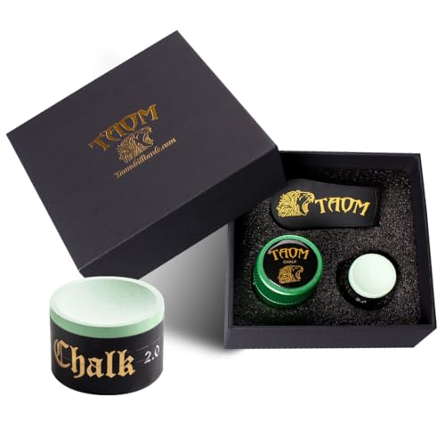 TAOM Upgrade Pool Chalk Holder Round Shaped Practical Tool Billiards Accessories Magnetic Mini Chalk Tip Case Container Round Box Billiards,Cue Tip Tool Scuffer Shaper - color: 1-Gift Set-Green with 2.0 Green