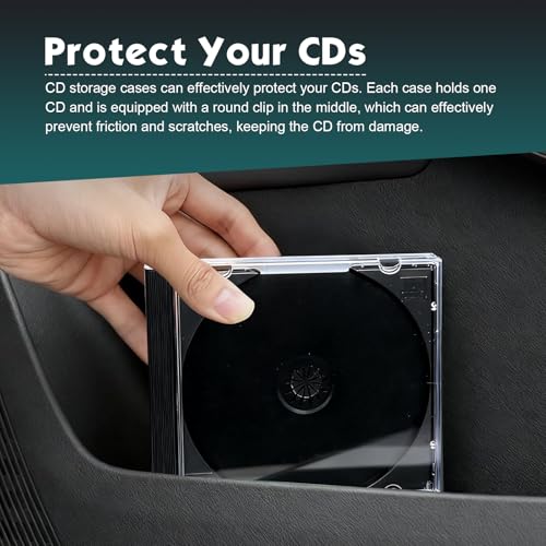 5 PCS Car Standard Single Clear CD Jewel Cases, Rigid Plastic DVD Storage Case with Assembled Tray, Thickened Anti-scratch Protective Discs Holder, for Car & Home (Black)
