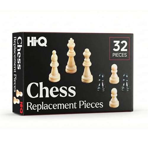Chess Replacement Pieces – Complete Set of 32 Staunton Style Tournament Chessmen – Cream & Black Plastic Figures – Full Set for Replacement or Upgrades – King Height 2.5 Inches - style: Chess