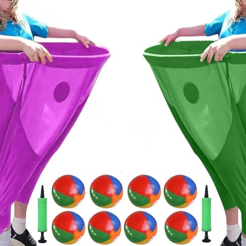 Granny Pants Yard Game, 8/16 Elastic Balls+Pump, Backyard Parties and Field Day，Tailgate & Backyard Lawn Games for BBQ, Camping, Team Building Events - color: GREEN+PINK