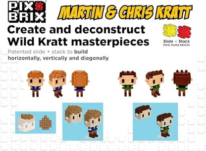 Pix Brix - Wild Kratts Toy Pixel Art Kit - Kratt Brothers Figures, 329 Pieces - Patented Slide + Stack Pixel Puzzle Building Bricks, Create Martin & Chris Figures - Stem Toys, Ages 6 Plus - style: Martin & Chris Kratt
