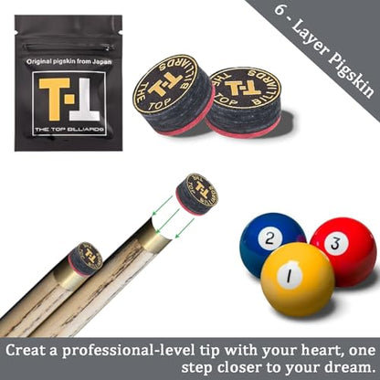 SUPERDIAMOND Pool Cue Tips 14mm, Premium 6-Layer Pig Skin Leather, High Elasticity & Durability Billiard Tips for Pool Sticks and Snooker Cues, Perfect for Professional Players and Beginners - style: Billiard Cue Tips-6f-3pcs