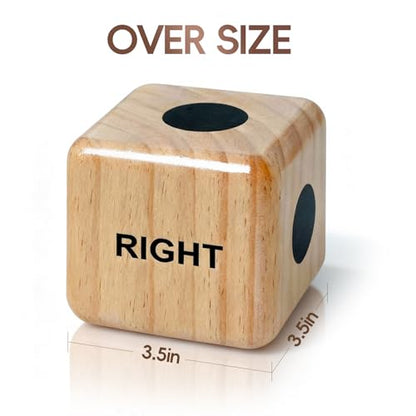 Giant Left Right Point Center Dice Game with 24 Large Chips & Carry Bag. 3.5" Jumbo Wooden Indoor/Outdoor & Lawn Dice Game for Family - color: Jumbo Natural Wood Dice