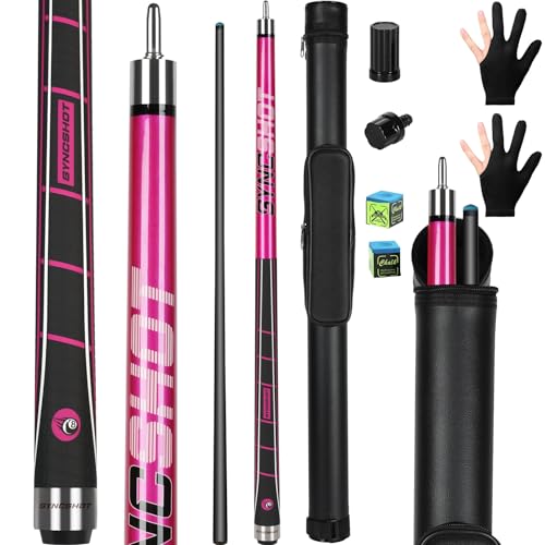 Carbon Fiber Pool Cue Stick 58" Professional Pool Sticks for Adults Full Carbon Technology Tacos De Billiar Low Deflection Billiard Pool Table Cues 3 Colors Available - color: Rose Red-H1