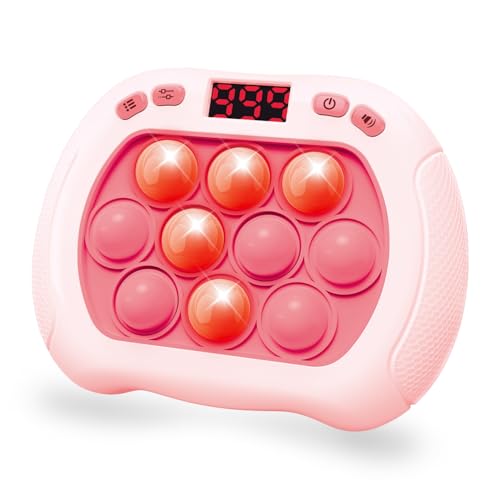 Intoypad Pop Game Light Up Fidget Toy for Kids, 6 Modes LED Screen Quick Push Controller Electric Fidget Popper Bubble Game Car Games Travel Activities Birthday Toys for Girls Pink - style: Pink