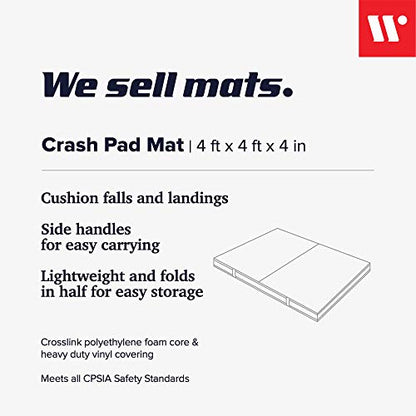 We Sell Mats Bifolding Gymnastics Crash Landing Mat Pad, Safety for Tumbling, Back Handspring Training and Cheerleading - color: Blue, size: 4 ft x 4 ft x 4 Inch