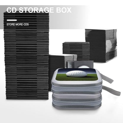 Golf Ball CD Case 40 Capacity DVD Case Portable Zipper CD Case Holder Protective DVD Disc Wallet Bag Large Storage CD Wallet CD DVD Organizer for Car Home Travel
