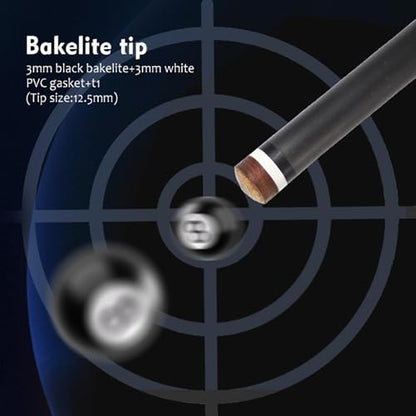 Carbon Fiber Pool Cue 58" with Pigskin Tip & Bakelite Ferrule, 2-Piece Low Deflection Billiard Cue Stick 19-20oz, Handmade for Pool/Black Eight & Nine Balls