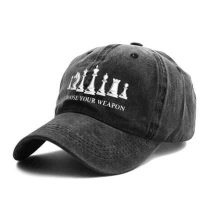 Choose Your Weapon Retro Chess Master Pieces Game Club Humor Baseball Caps,Fishing Hat Trucker Cap Adjustable Sun Peak Hats - color: Black 1